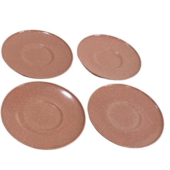 Texas Ware San Jacinto Vintage Saucer Plates Set of 4 Speckle Ware Pink MCM - Picture 4 of 7